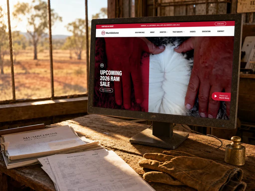Mumblebone website design desktop mockup